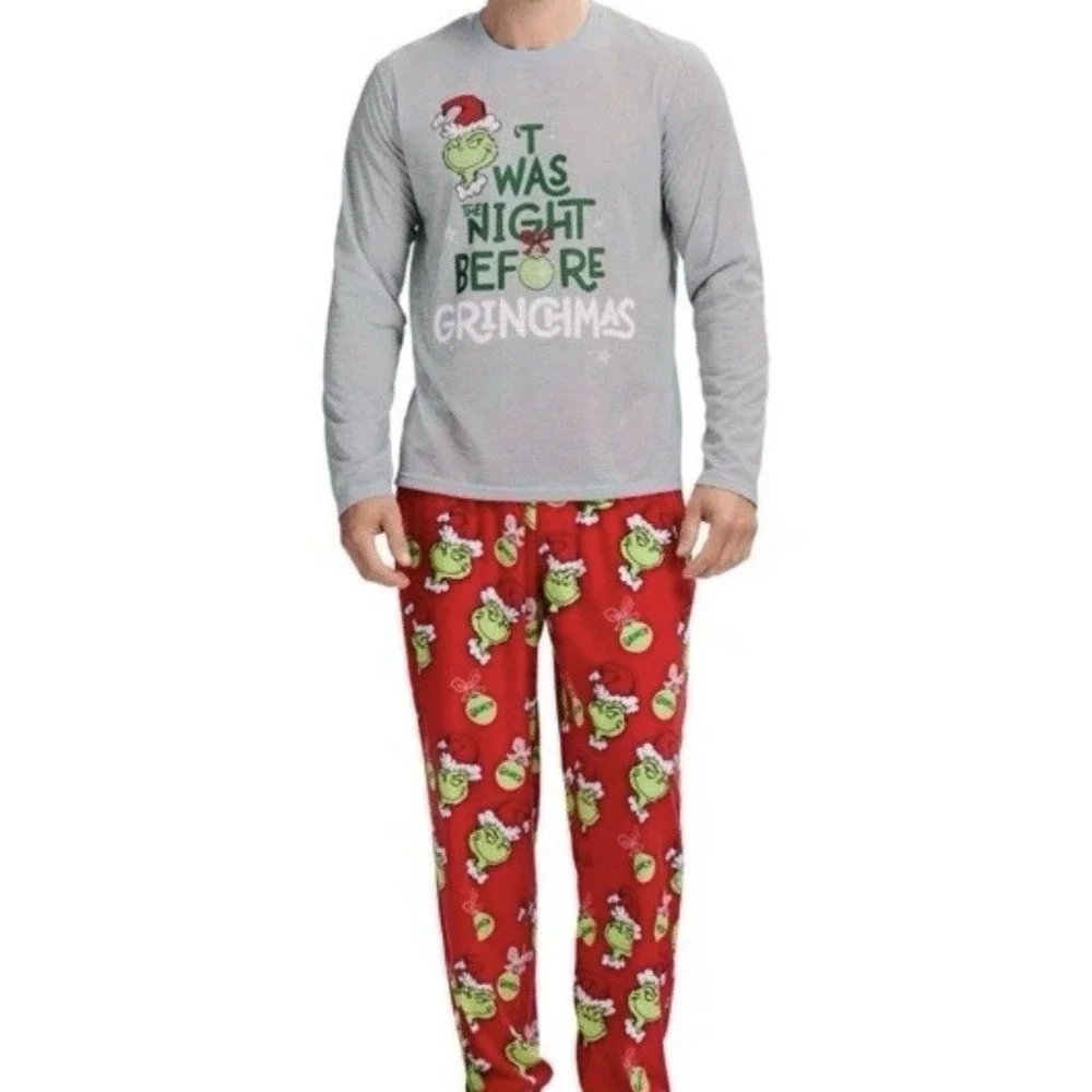 Dr Seuss The Grinch Twas The Night Before Christmas Pajama Set Men's L NWT
